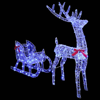 Reindeer Pull Sleigh Blue 70 x 24 x 128 cm Acrylic 200 LEDs