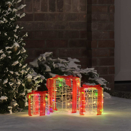 Gift Box Decoration 3 pcs Colourful 20 x 20 x 21 cm Acrylic