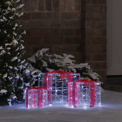 Gift Box with 60 LEDs 3 pcs Cold white 20 x 20 x 20 cm Acrylic
