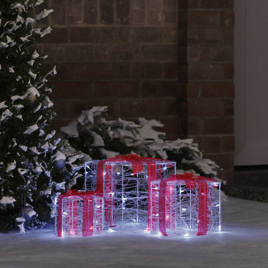 Gift Box 3 pcs 60 LEDs Cold white 20 x 20 x 20 cm Acrylic