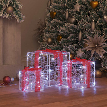 Gift Box with 60 LEDs 3 pcs Cold white 20 x 20 x 20 cm Acrylic