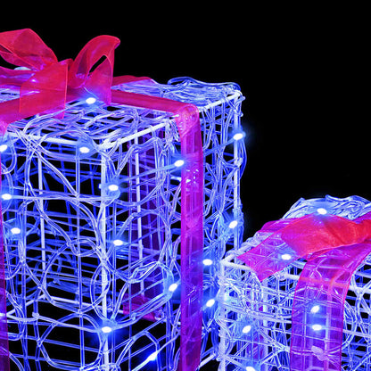 Gift Box with 60 LEDs 3 pcs Blue 20 x 20 x 20 cm Acrylic