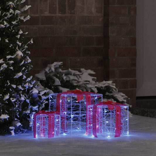 Gift Box 3 pcs 60 LEDs Blue 20 x 20 x 20 cm Acrylic