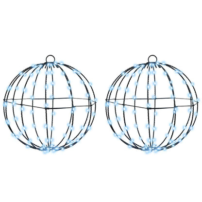 Ball with 192 LEDs 2 pcs Cold white 30 cm Metal