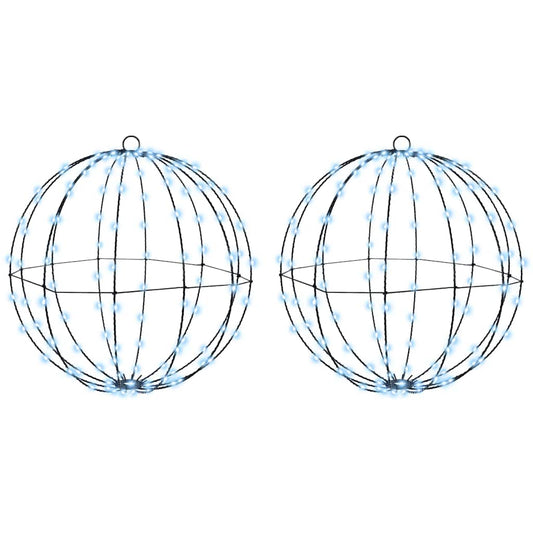 Ball with 320 LEDs 2 pcs Cold white 50 cm Metal