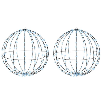 Ball with 384 LEDs 2 pcs Cold white 60 cm Metal