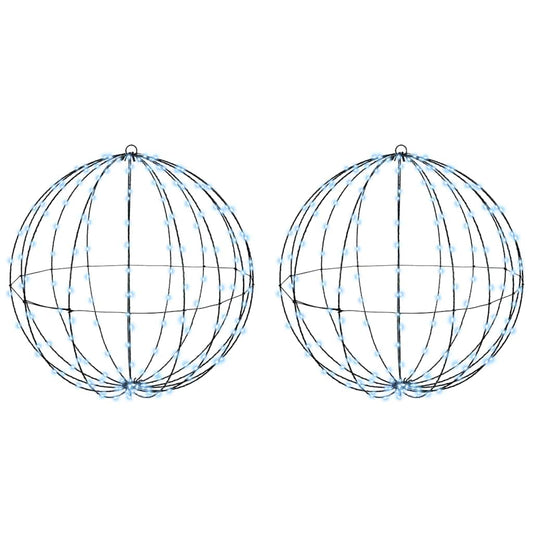 Ball with 384 LEDs 2 pcs Cold white 60 cm Metal