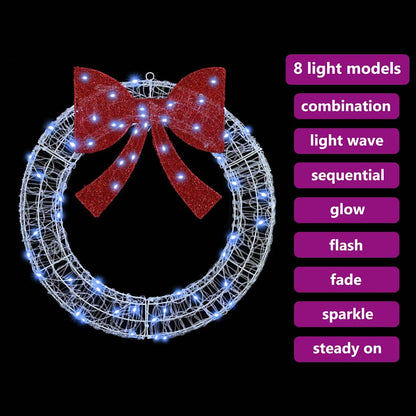 Wreath with 60 LEDs Cold white 76 x 76 x8.5 cm Acrylic