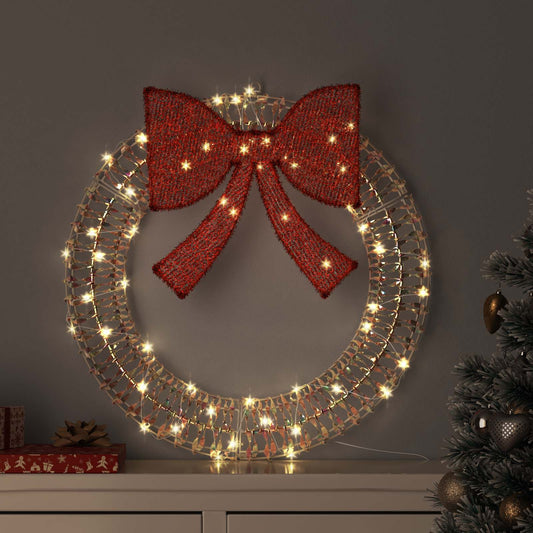 Wreath 60 LEDs Warm white 76 x 76 x 8 cm PET