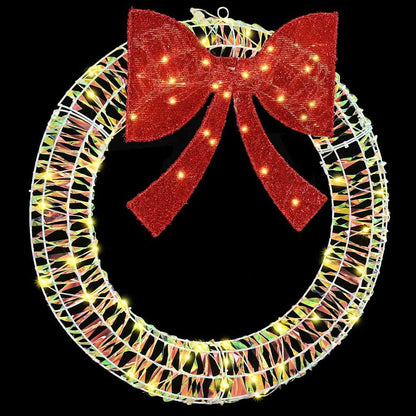 Wreath with 60 LEDs Warm white 76 x 76 x 8 cm PET