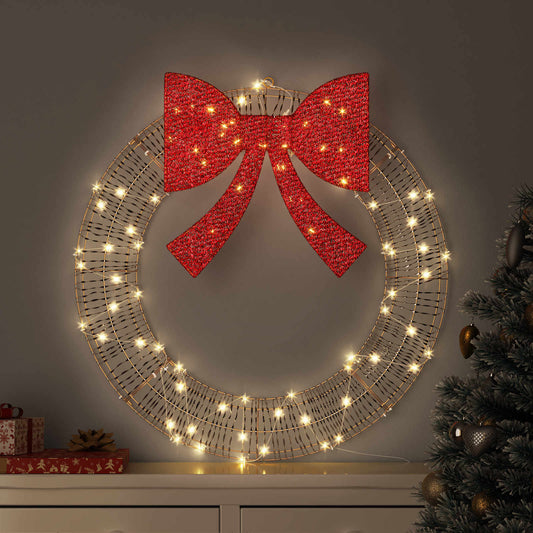 Wreath 60 LEDs Warm white 76 x 76 x 8 cm PET