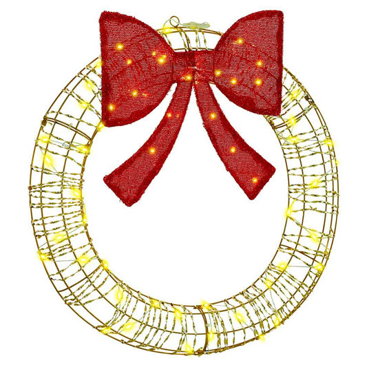 Wreath 60 LEDs Warm white 76 x 76 x 8 cm PET