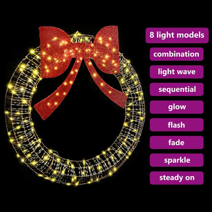 Wreath with 150 LEDs Warm white 121 x 121 x 10 cm PET