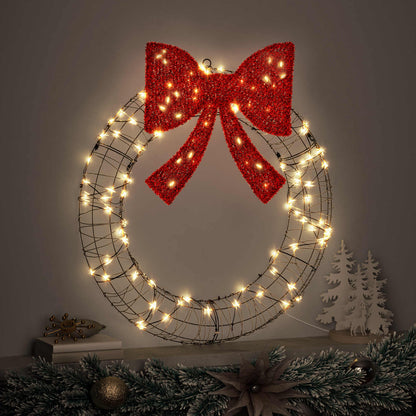 Wreath with 60 LEDs Warm white 75 x 75 x 8 cm Rattan