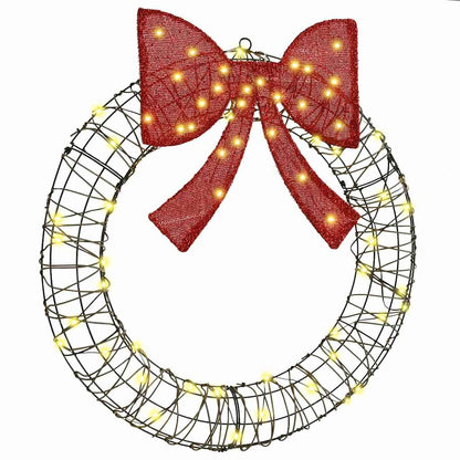 Wreath with 60 LEDs Warm white 75 x 75 x 8 cm Rattan