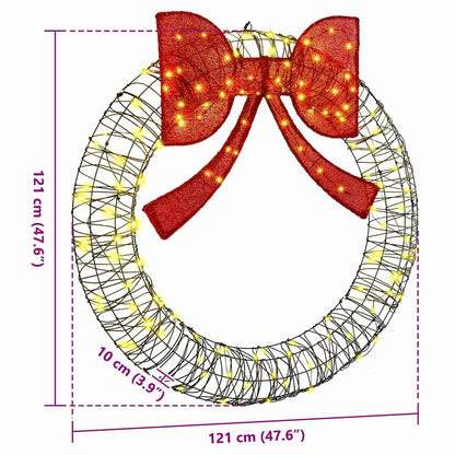 Wreath with 150 LEDs Warm white 121 x 121 x 10 cm Rattan