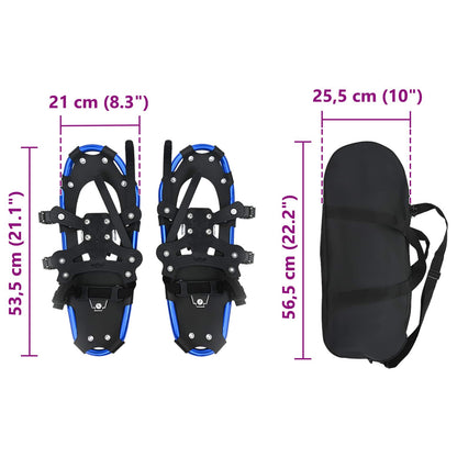 3 in 1 Snowshoes Blue and Black 53.5 x 21 cm Aluminum and HDPE