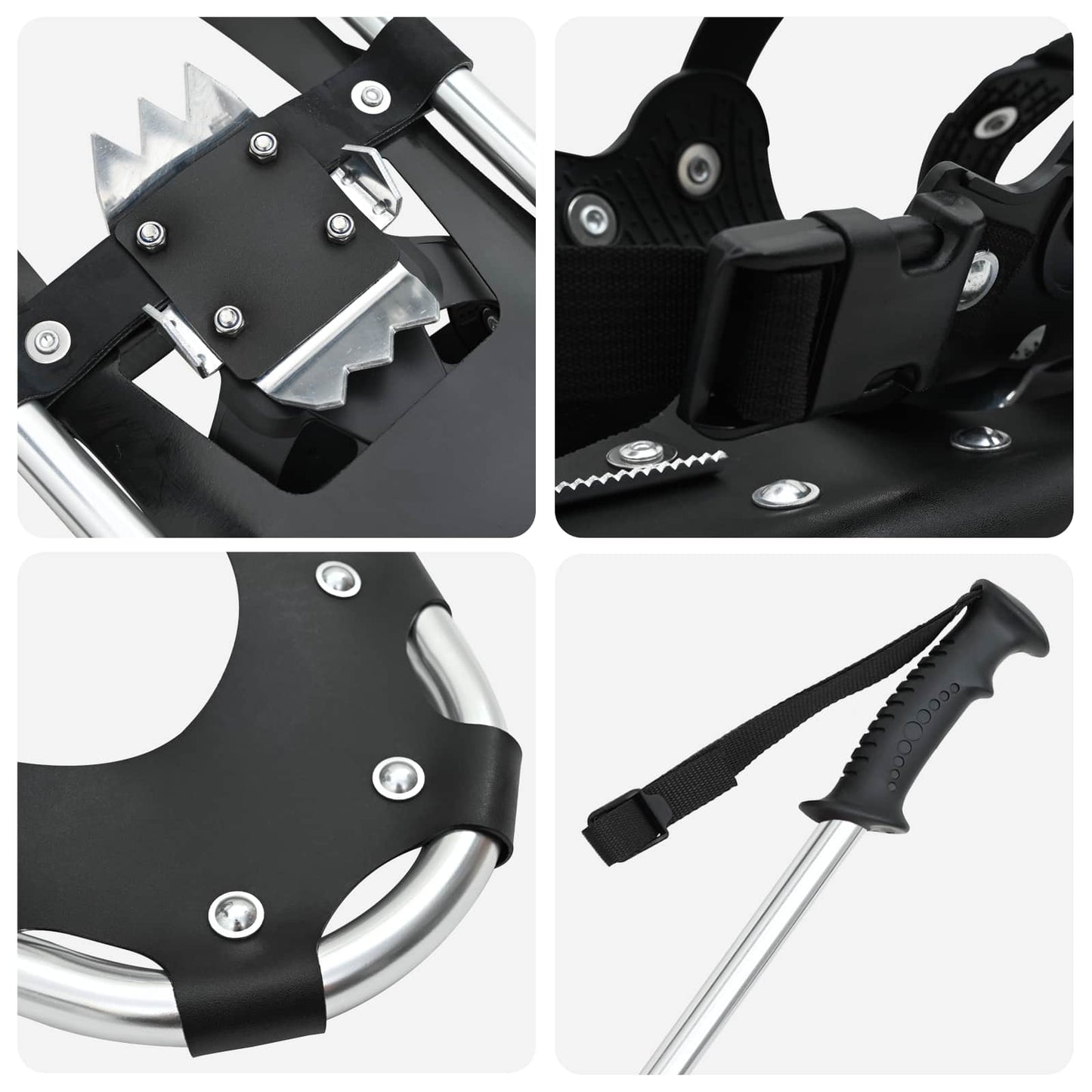 3 in 1 Snowshoes Silver and Black 53 x 21 cm Aluminum and HDPE