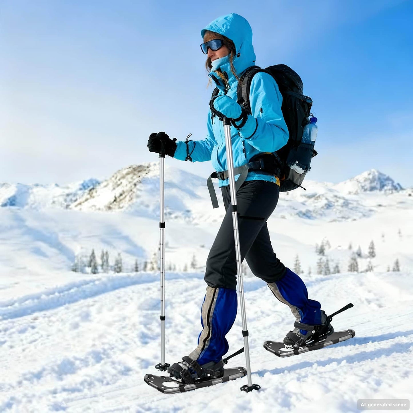 3 in 1 Snowshoes Silver and Black 53 x 21 cm Aluminum and HDPE