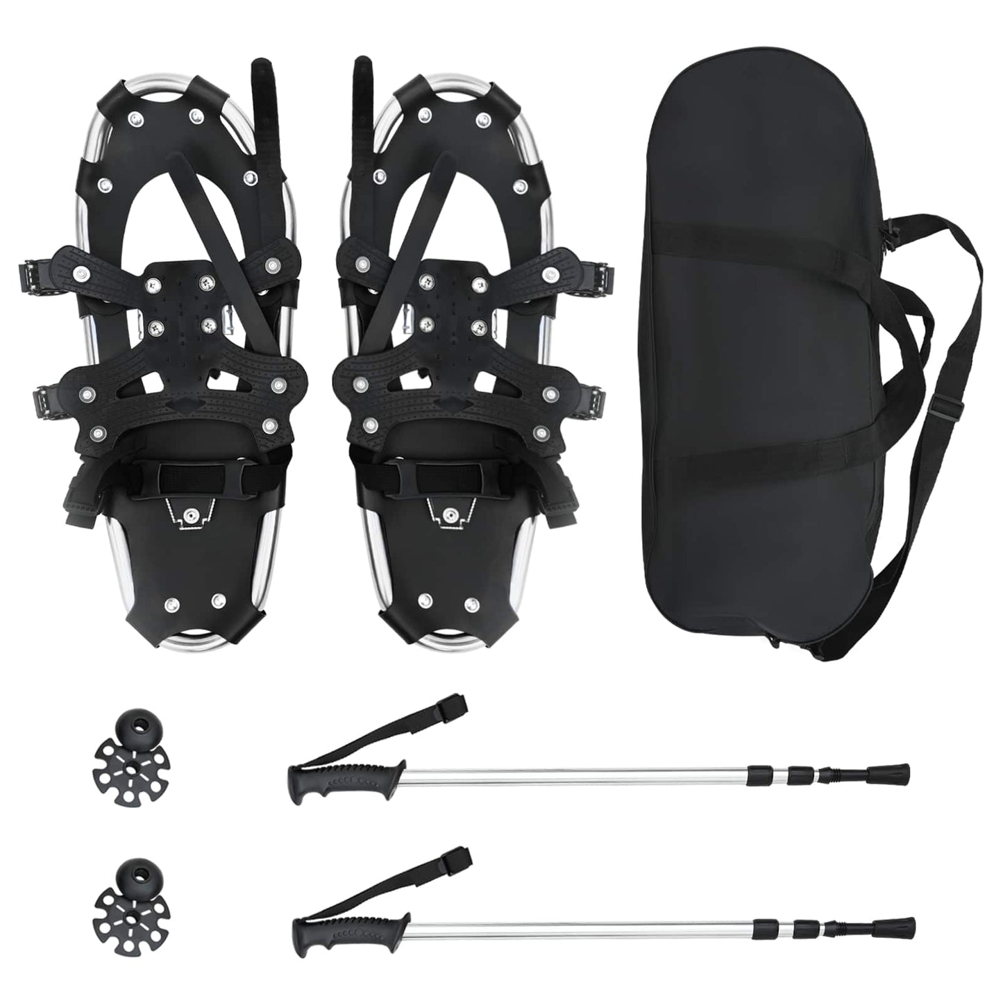 3 in 1 Snowshoes Silver and Black 53 x 21 cm Aluminum and HDPE