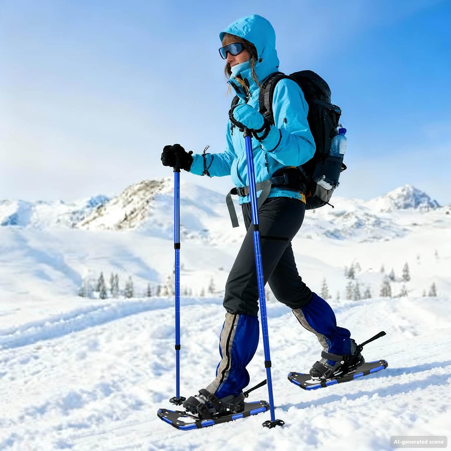 3 in 1 Snowshoes Blue and Black 53 x 21 cm Aluminum and HDPE