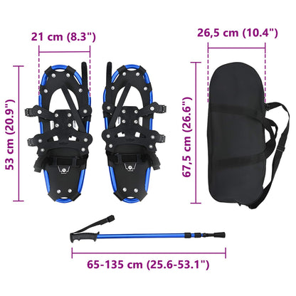 3 in 1 Snowshoes Blue and Black 53 x 21 cm Aluminum and HDPE