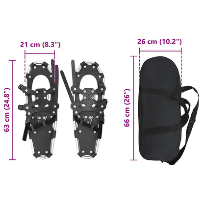 3 in 1 Snowshoes Silver and Black 63 x 21 cm Aluminum and HDPE