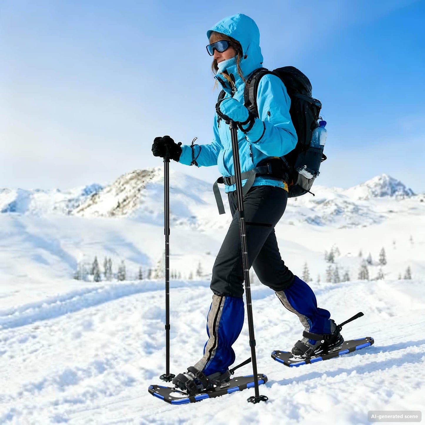 3 in 1 Snowshoes Blue and Black 63 x 21 cm Aluminum and HDPE