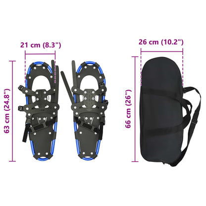 3 in 1 Snowshoes Blue and Black 63 x 21 cm Aluminum and HDPE