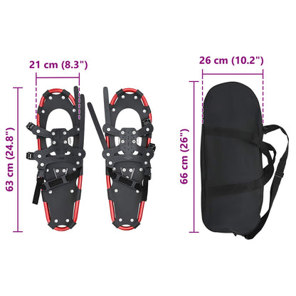 3 in 1 Snowshoes Red and Black 63 x 21 cm Aluminum and HDPE