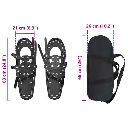 3 in 1 Snowshoes Black 63 x 21 cm Aluminum and HDPE