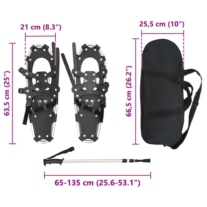 3 in 1 Snowshoes Silver and Black 63.5 x 21 cm