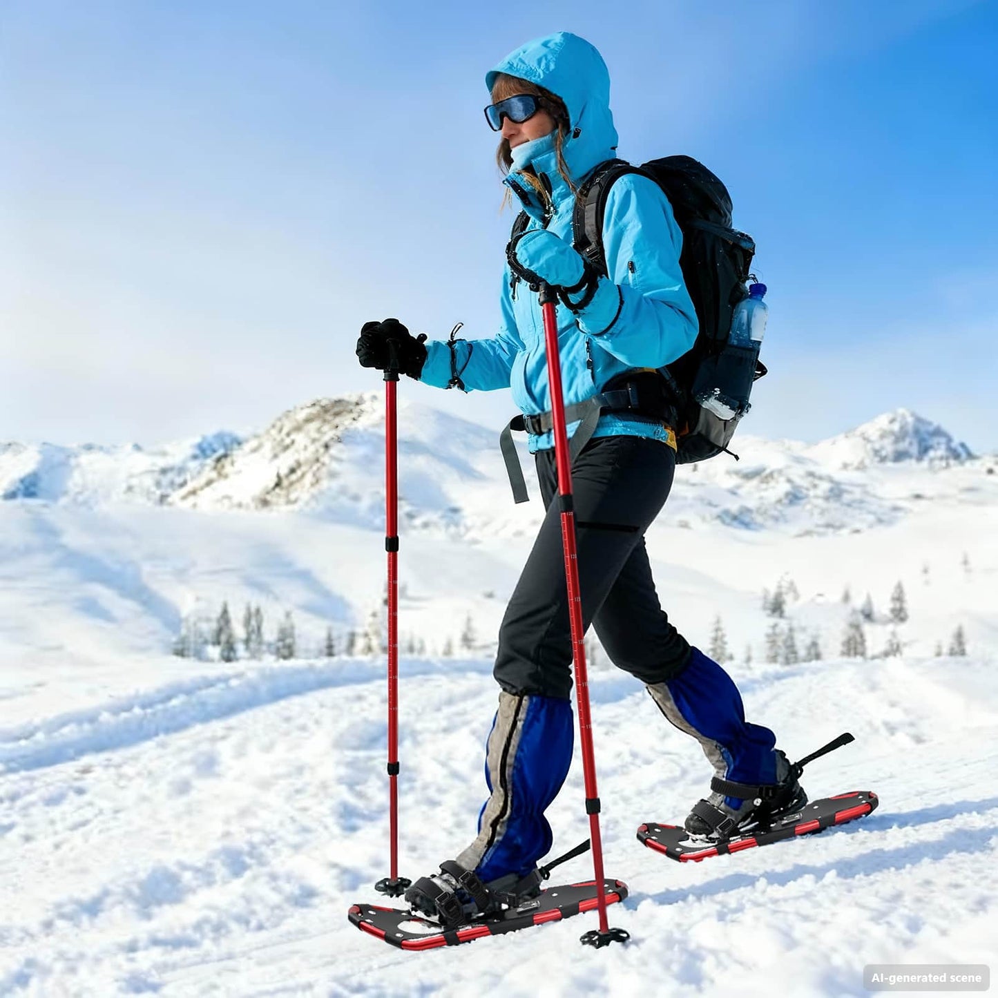 3 in 1 Snowshoes Red and Black 63.5 x 21 cm Aluminum and HDPE