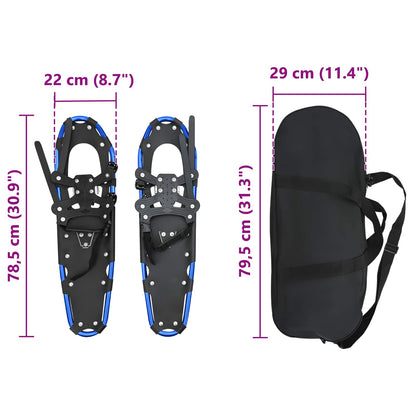 3 in 1 Snowshoes Blue and Black 78.5 x 22 cm Aluminum and HDPE