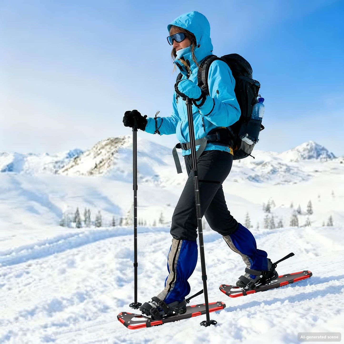 3 in 1 Snowshoes Red and Black 78.5 x 22 cm Aluminum and HDPE