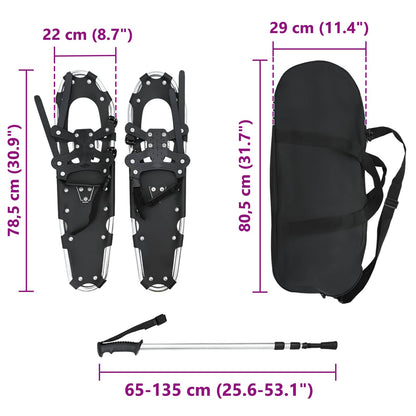 3 in 1 Snowshoes Silver and Black 78.5 x 22 cm