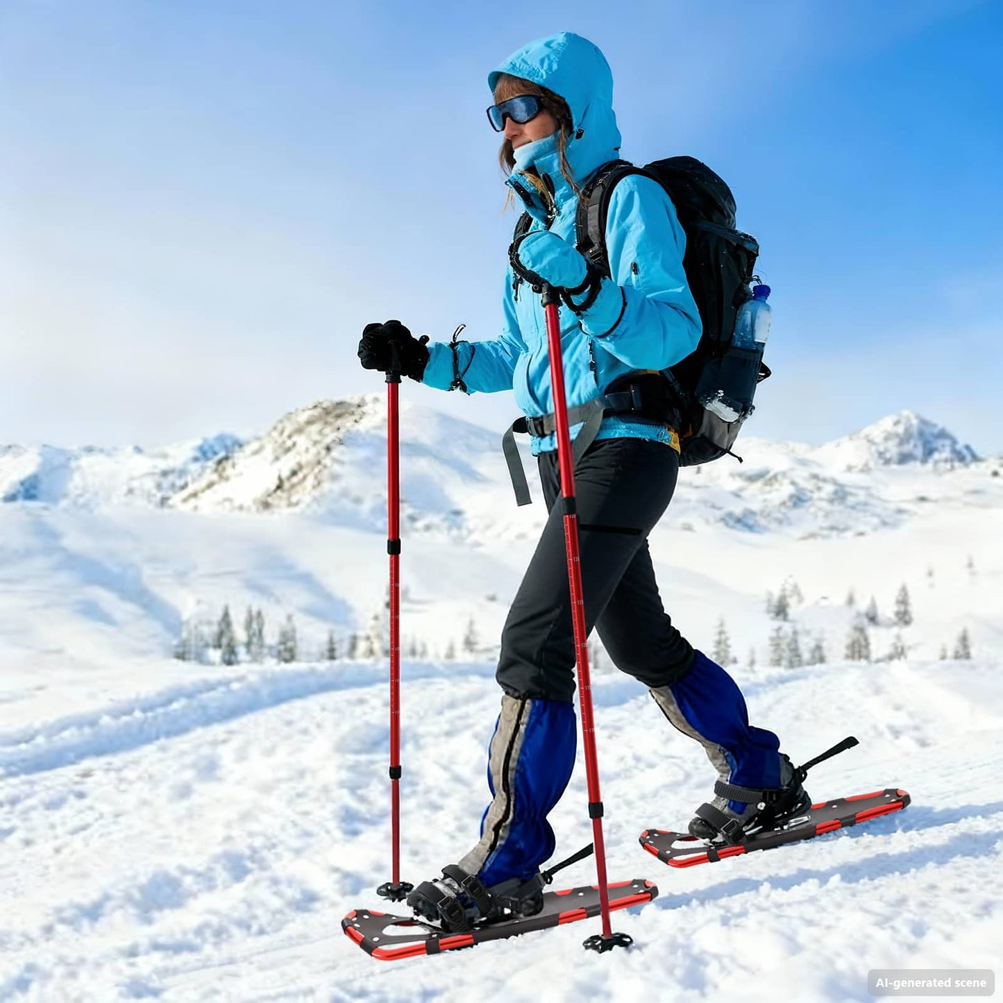 3 in 1 Snowshoes Red and Black 78.5 x 22 cm Aluminum and HDPE
