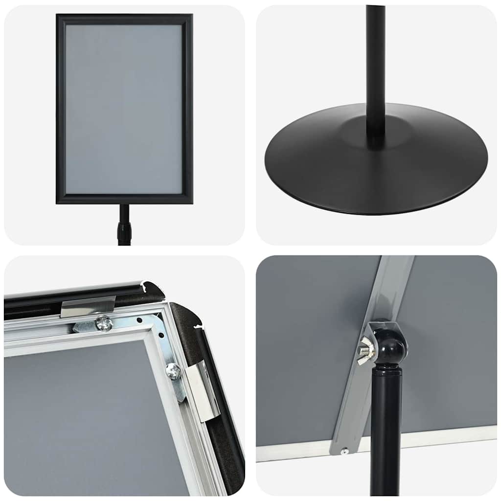 Pedestal Poster Stand Height Adjustable Silver A3 PVC and Steel