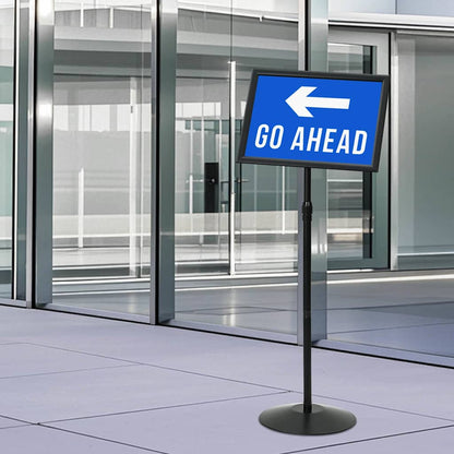 Pedestal Poster Stand Height Adjustable Silver A3 PVC and Steel