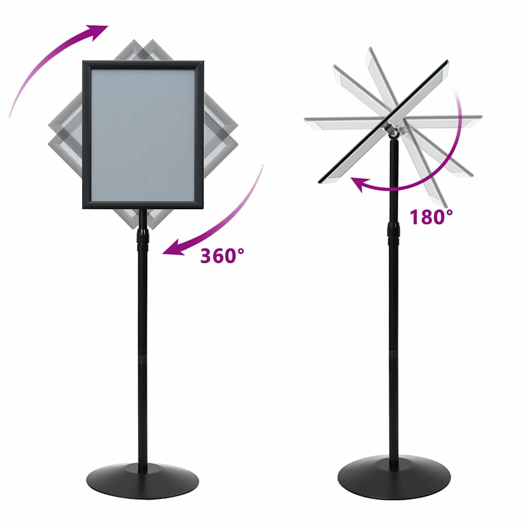 Pedestal Poster Stand Height Adjustable Silver A3 PVC and Steel