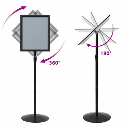 Pedestal Poster Stand Height Adjustable Silver A3 PVC and Steel