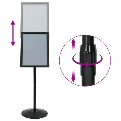 Pedestal Poster Stand Height Adjustable Silver A3 PVC and Steel