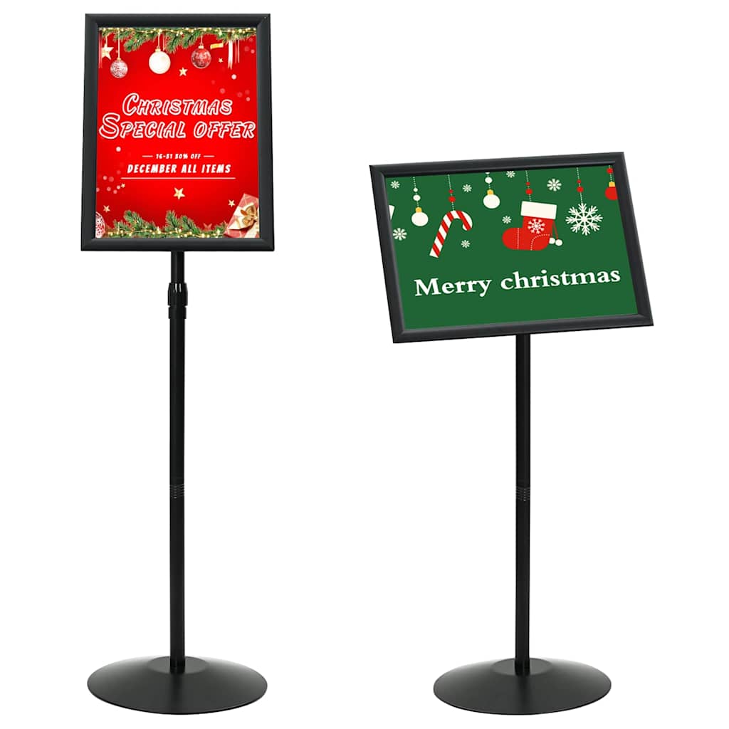 Pedestal Poster Stand Height Adjustable Silver A3 PVC and Steel