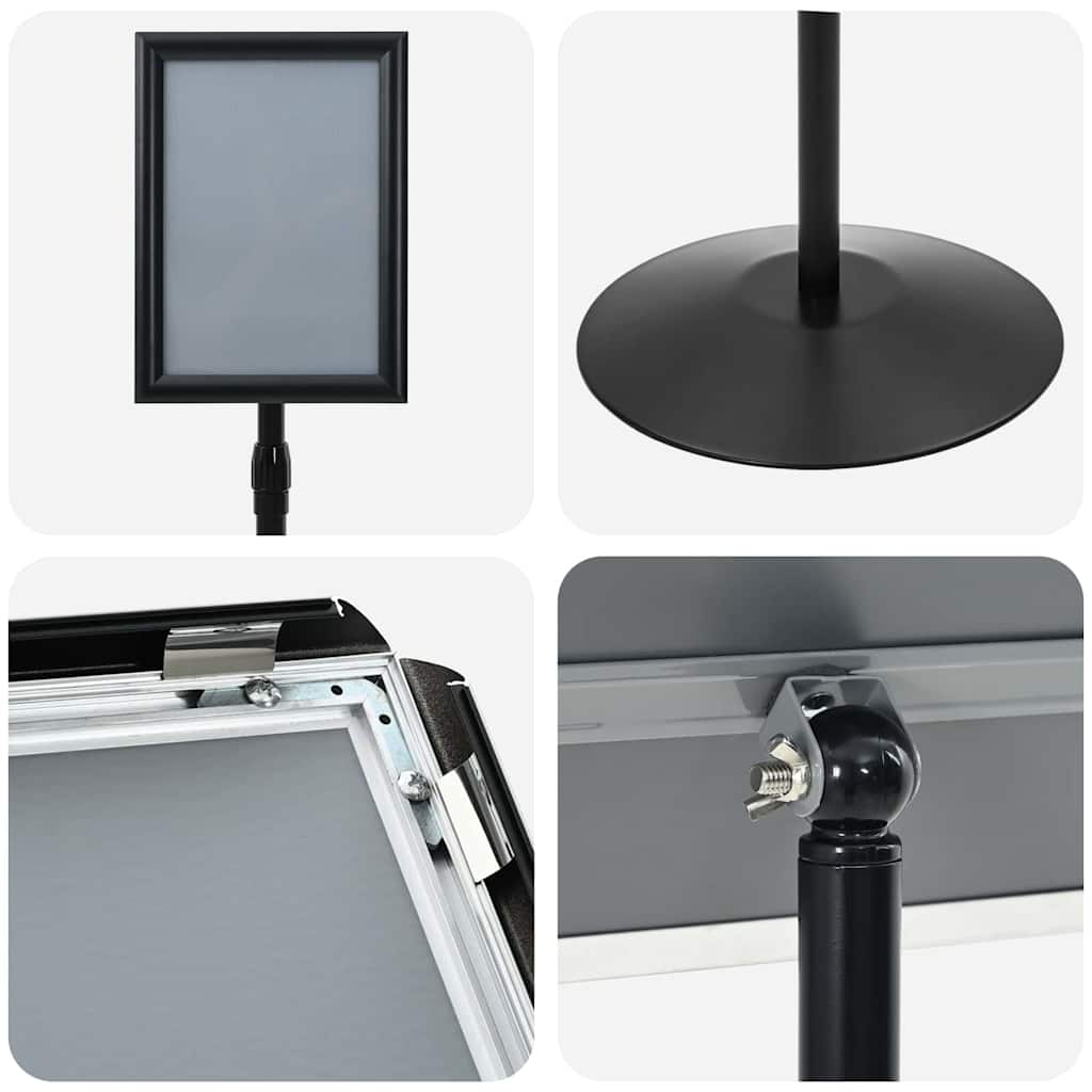 Pedestal Poster Stand Height Adjustable Silver A4 PVC and Steel