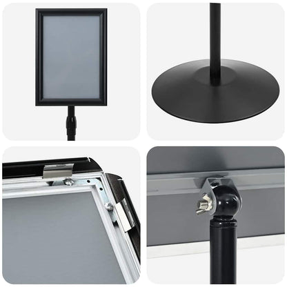 Pedestal Poster Stand Height Adjustable Silver A4 PVC and Steel