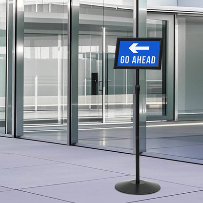 Pedestal Poster Stand Height Adjustable Silver A4 PVC and Steel