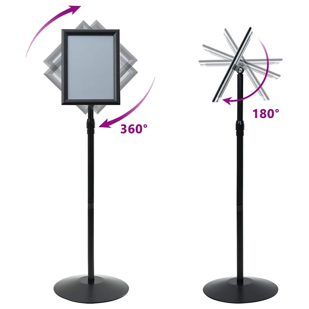 Pedestal Poster Stand Height Adjustable Silver A4 PVC and Steel