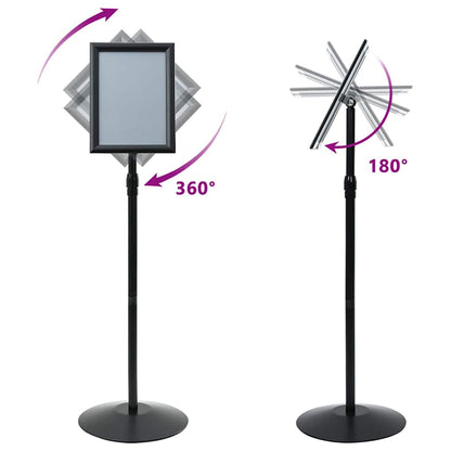 Pedestal Poster Stand Height Adjustable Silver A4 PVC and Steel
