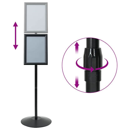 Pedestal Poster Stand Height Adjustable Silver A4 PVC and Steel