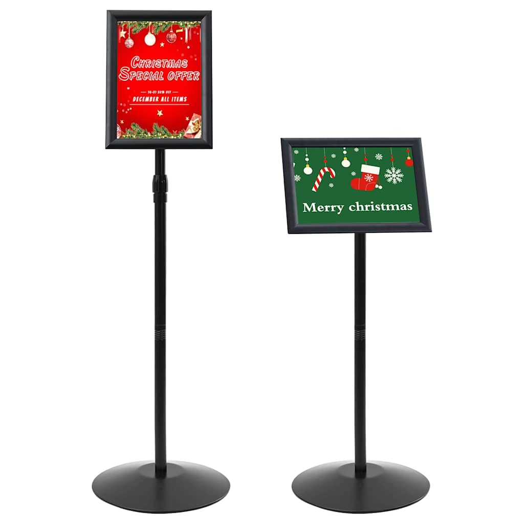 Pedestal Poster Stand Height Adjustable Silver A4 PVC and Steel